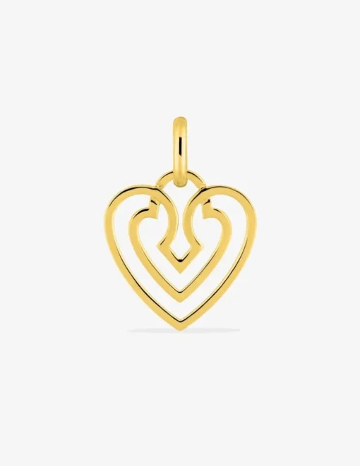 Pendentif cœur graphique plaqué or SO OR