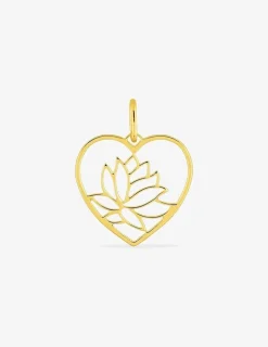 Pendentif cœur lotus plaqué or SO OR