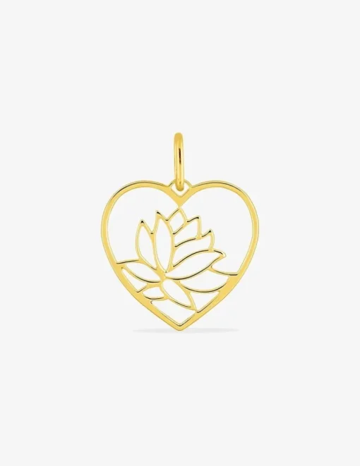 Pendentif cœur lotus plaqué or SO OR