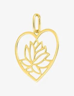 Pendentif cœur lotus plaqué or SO OR