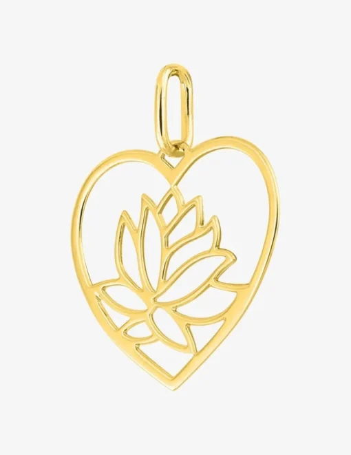Pendentif cœur lotus plaqué or SO OR