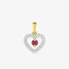 Pendentif cœur or 375‰, rubis et oxyde de zirconium SO OR