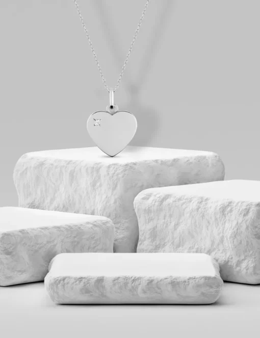 Pendentif cœur or blanc 375 ‰ SO OR