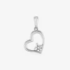 Pendentif cœur or blanc 375 ‰ et oxyde de zirconium quatre griffes SO OR