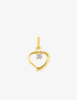 Pendentif cœur or jaune 750 ‰ oxyde de zirconium SO OR