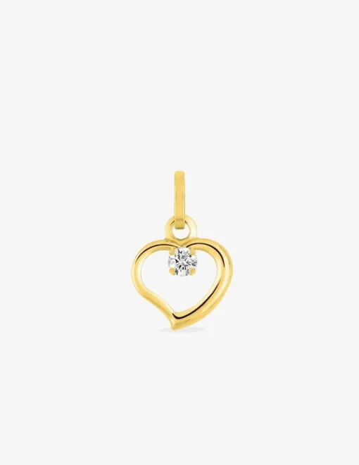 Pendentif cœur or jaune 750 ‰ oxyde de zirconium SO OR