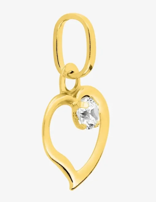 Pendentif cœur or jaune 750 ‰ oxyde de zirconium SO OR
