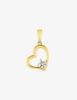 Pendentif cœur or jaune 375 ‰ et oxyde de zirconium quatre griffes SO OR