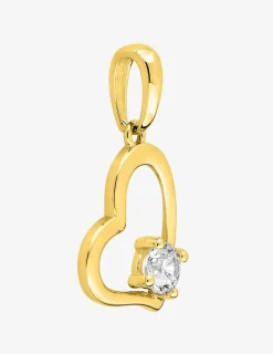 Pendentif cœur or jaune 375 ‰ et oxyde de zirconium quatre griffes SO OR