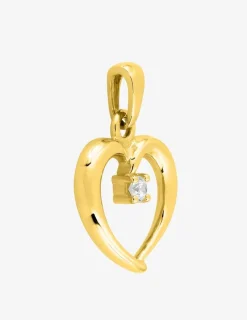 Pendentif cœur or jaune 375 ‰ et oxyde de zirconium SO OR