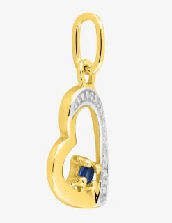 Pendentif cœur or jaune 750 ‰ saphir et rhodium SO OR