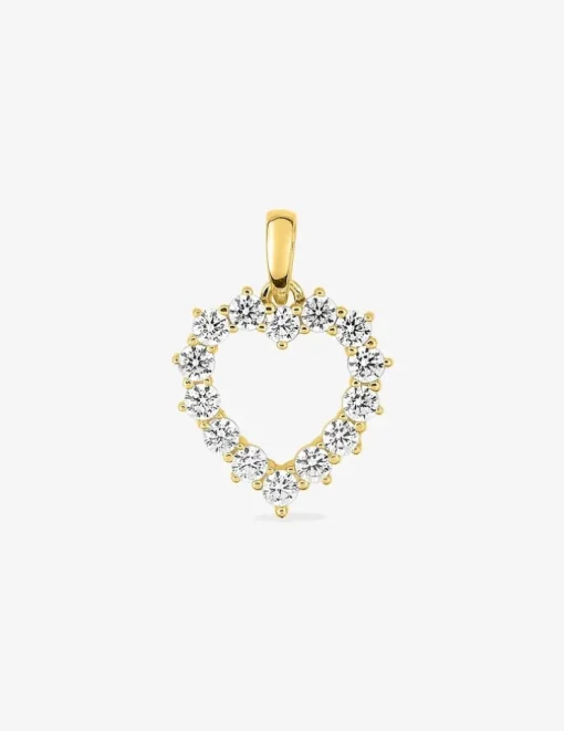 Pendentif cœur or jaune 375 ‰ pavé d'oxydes de zirconium SO OR