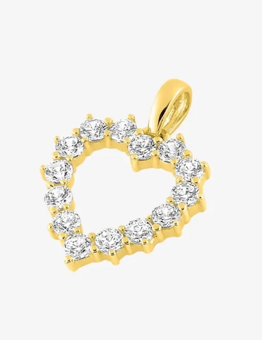 Pendentif cœur or jaune 375 ‰ pavé d'oxydes de zirconium SO OR