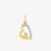 Pendentif cœur or jaune 750 ‰ oxyde de zirconium et rhodium SO OR