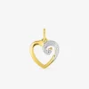 Pendentif cœur or jaune 750 ‰ oxyde de zirconium, rhodium SO OR