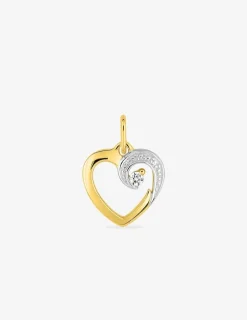 Pendentif cœur or jaune 750 ‰ oxyde de zirconium, rhodium SO OR