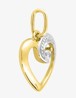 Pendentif cœur or jaune 750 ‰ oxyde de zirconium, rhodium SO OR