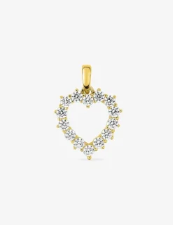 Pendentif cœur or jaune 750 ‰ et pavage d'oxyde de zirconium SO OR