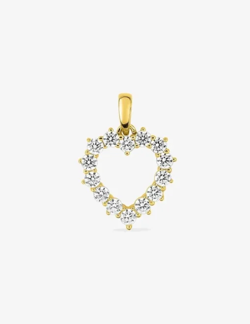 Pendentif cœur or jaune 750 ‰ et pavage d'oxyde de zirconium SO OR