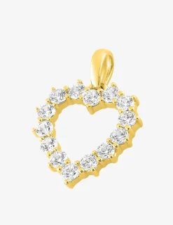 Pendentif cœur or jaune 750 ‰ et pavage d'oxyde de zirconium SO OR