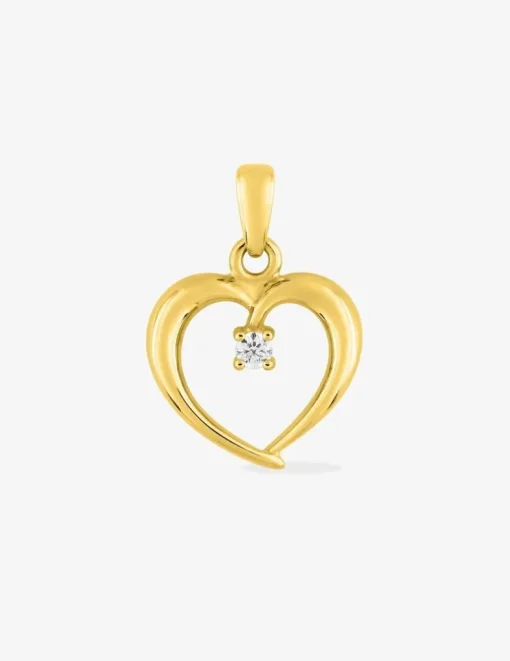 Pendentif cœur or jaune 750 ‰ oxyde de zirconium SO OR