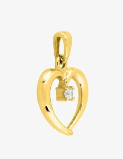 Pendentif cœur or jaune 750 ‰ oxyde de zirconium SO OR