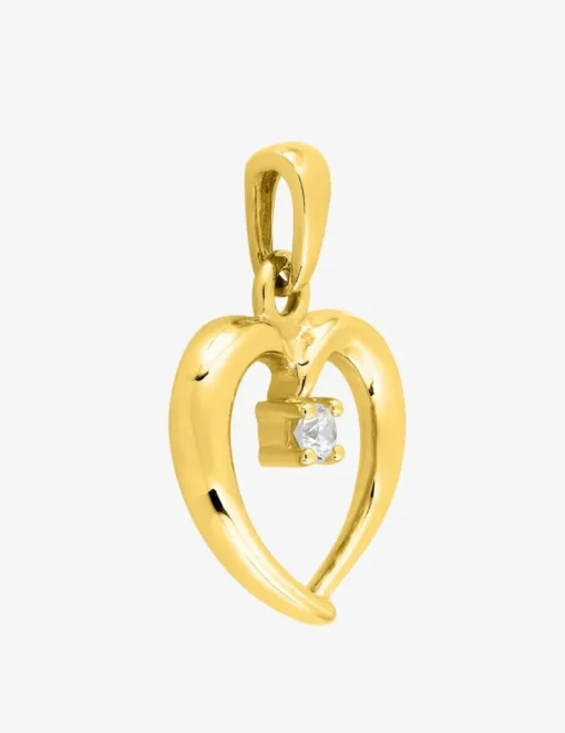 Pendentif cœur or jaune 750 ‰ oxyde de zirconium SO OR