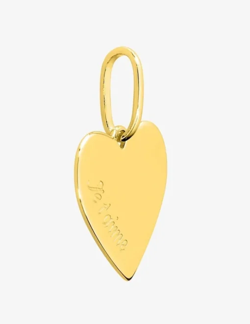 Pendentif cœur plaqué or gravé "je t'aime" SO OR