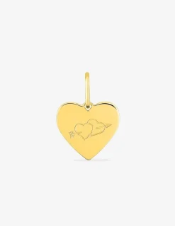 Pendentif cœur plaqué or gravé d'une flèche de cupidon SO OR