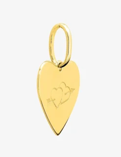 Pendentif cœur plaqué or gravé d'une flèche de cupidon SO OR