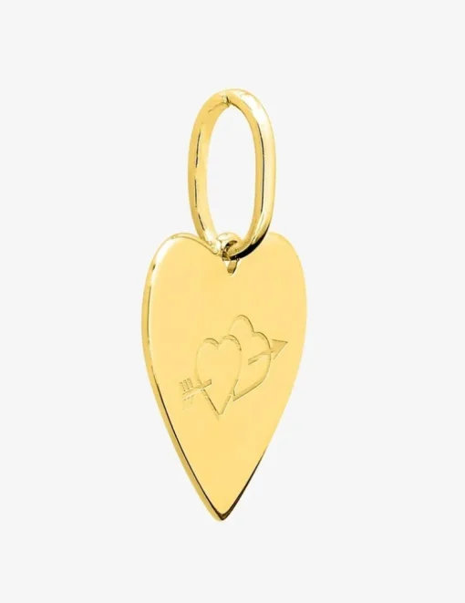 Pendentif cœur plaqué or gravé d'une flèche de cupidon SO OR