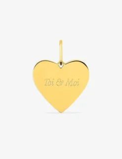 Pendentif cœur plaqué or gravé" Toi & moi SO OR