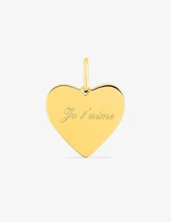 Pendentif cœur plaqué or gravé "Je t'aime" centrée SO OR