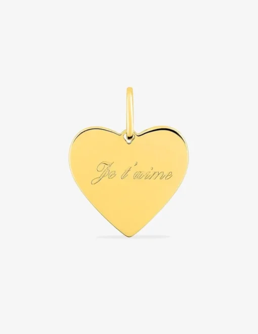 Pendentif cœur plaqué or gravé "Je t'aime" centrée SO OR