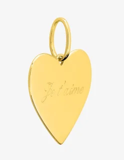 Pendentif cœur plaqué or gravé "Je t'aime" centrée SO OR