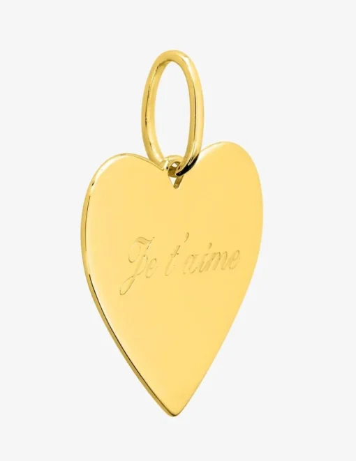 Pendentif cœur plaqué or gravé "Je t'aime" centrée SO OR