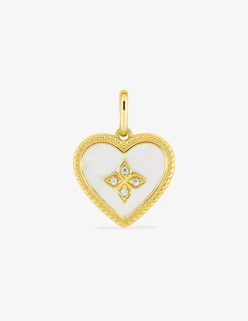 Pendentif cœur plaqué or, nacre et oxydes de zirconium SO OR
