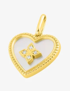 Pendentif cœur plaqué or, nacre et oxydes de zirconium SO OR
