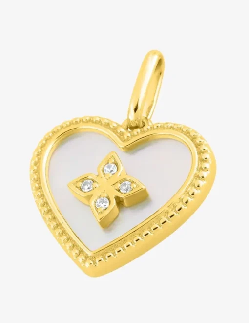 Pendentif cœur plaqué or, nacre et oxydes de zirconium SO OR
