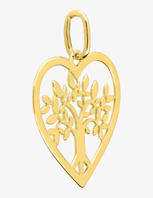 Pendentif  en forme de cœur or jaune 375 ‰ avec motif "arbre de vie" SO OR