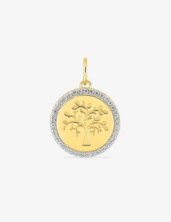 Pendentif en or jaune 750‰ motif arbre de vie pourtour oxyde blanc SO OR