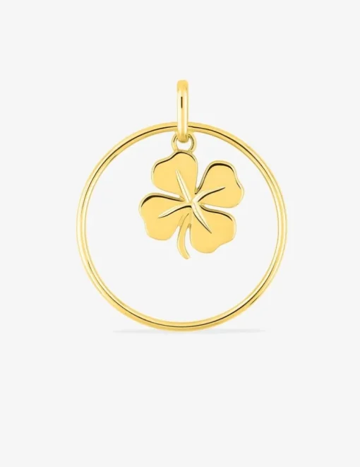 Pendentif en plaqué or motif trèfle et cercle SO OR