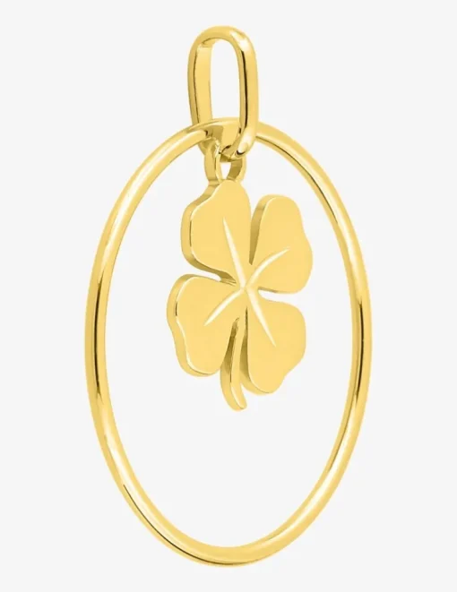 Pendentif en plaqué or motif trèfle et cercle SO OR