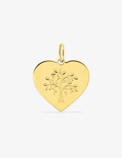 Pendentif forme de cœur or jaune 375 ‰ avec motif "arbre de vie" SO OR