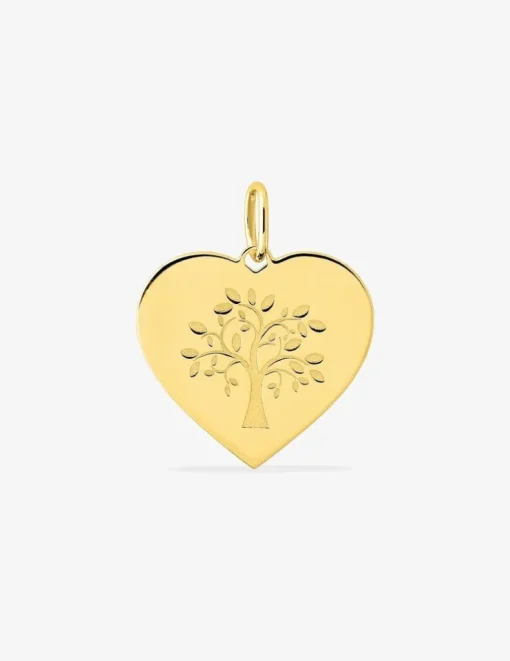 Pendentif forme de cœur or jaune 375 ‰ avec motif "arbre de vie" SO OR