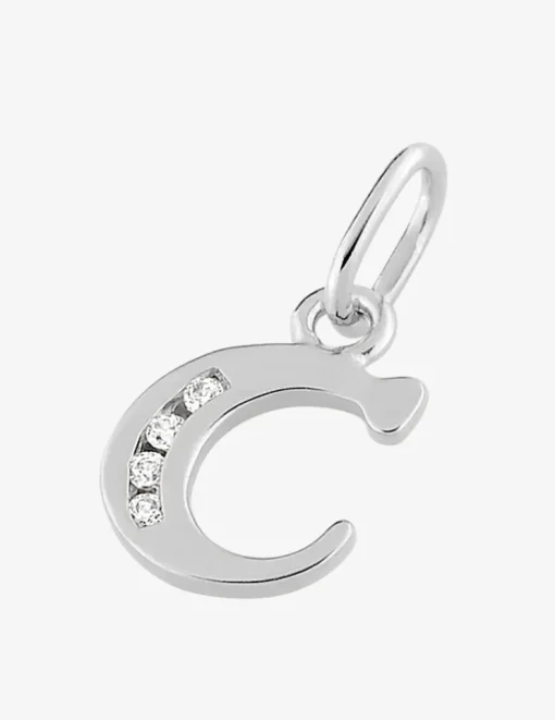 Pendentif initiale C argent 925 ‰ rhodié et oxydes de zirconium SO OR