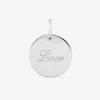Pendentif jeton argent rhodié 925 ‰ et gravure "Love" SO OR