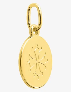Pendentif jeton croix occitane plaqué or 10 mm SO OR