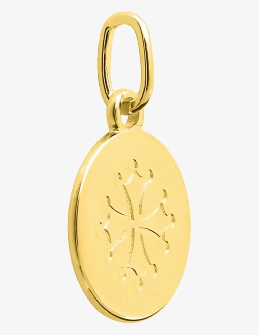 Pendentif jeton croix occitane plaqué or 10 mm SO OR