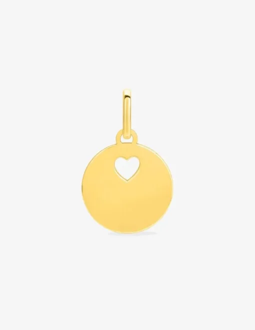 Pendentif jeton et cœur or jaune 750 ‰ SO OR